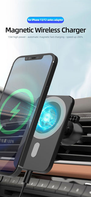 15W Magnetic Wireless Car Charger AirVent Mount For iPhone 13 12 Pro Max Mini Fast Charging Wireless Chargers Car Phone Holder