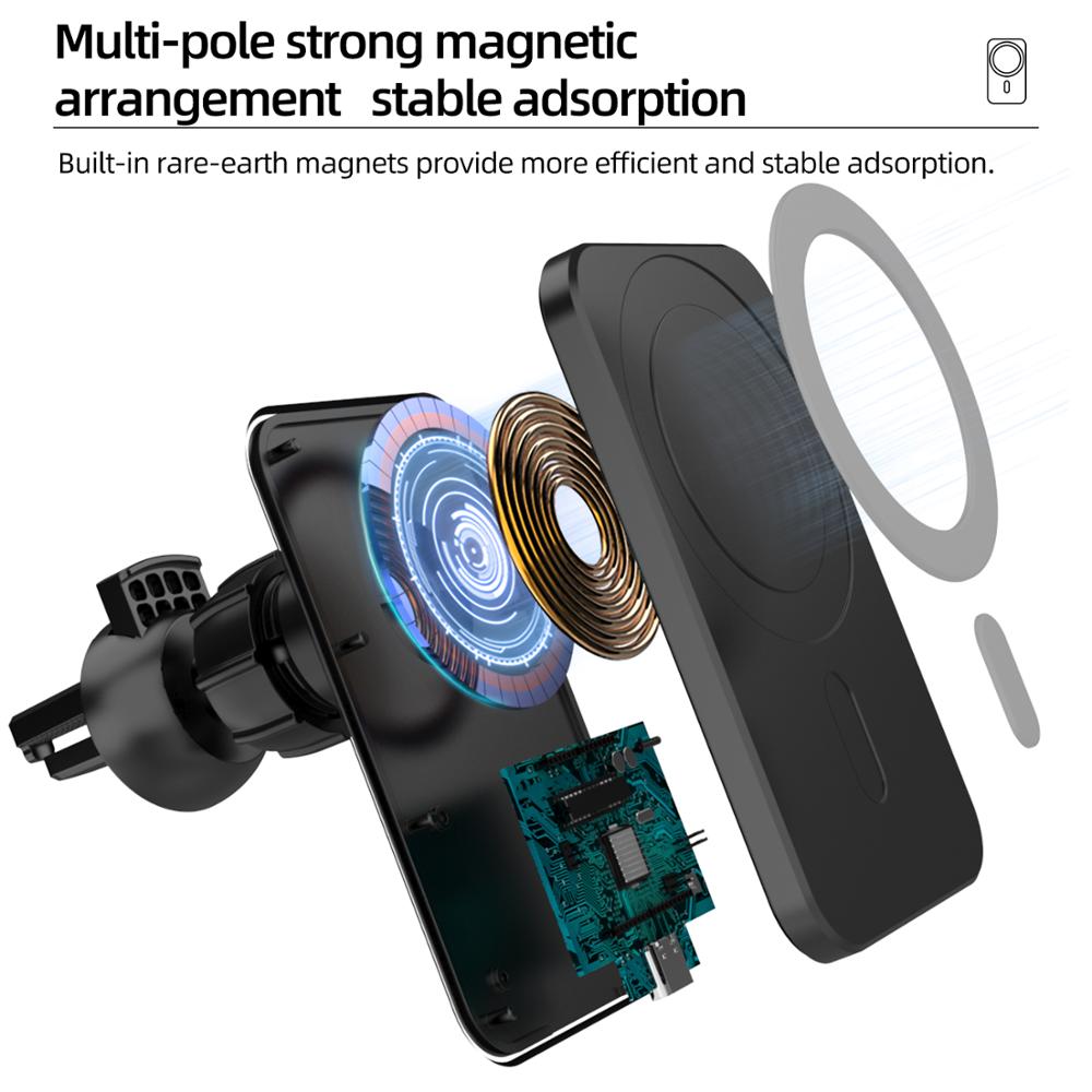15W Magnetic Wireless Car Charger AirVent Mount For iPhone 13 12 Pro Max Mini Fast Charging Wireless Chargers Car Phone Holder